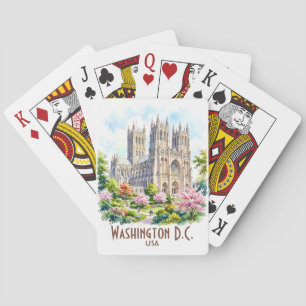 Washington Cathedral Religious Watercolor Custom Poker Cards
