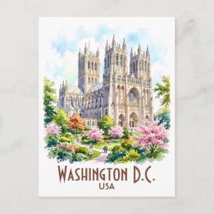 Washington Cathedral Religious Watercolor Custom Postcard