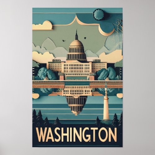 Washington Cities of the World Vintage style Poster