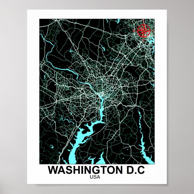 Washington City Map Poster (Front)