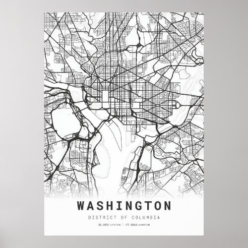 Washington City Map Poster