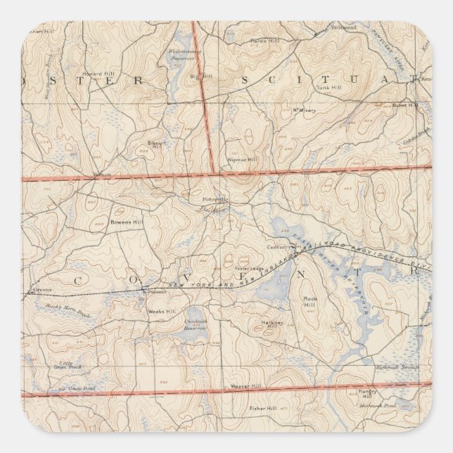 Washington Country, Rhode Island Square Sticker (Front)