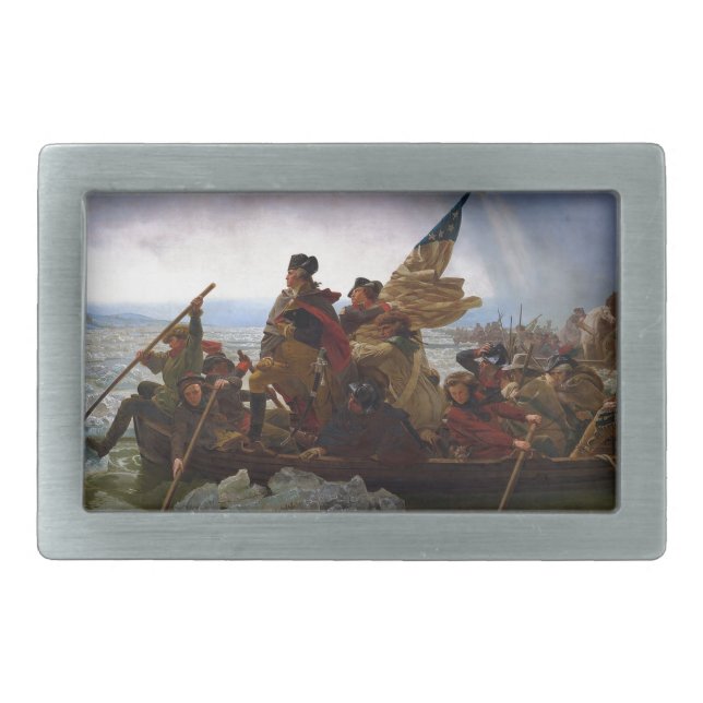 Washington Crossing Delaware Art Rectangular Belt Buckle (Front)