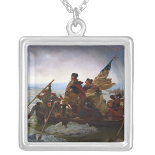Washington Crossing Delaware Art Silver Plated Necklace