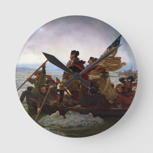 Washington Crossing Delaware Patriotic Painting Round Clock