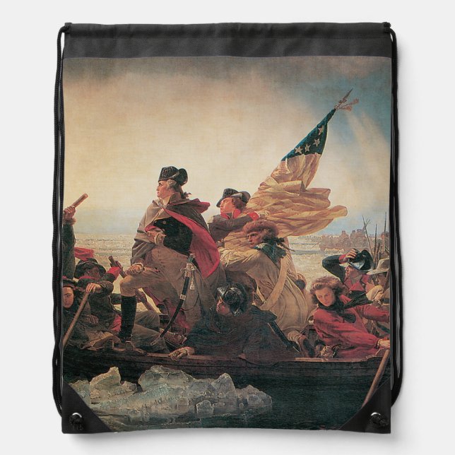 Washington Crossing the Delaware by Emanuel Leutze Drawstring Bag (Front)