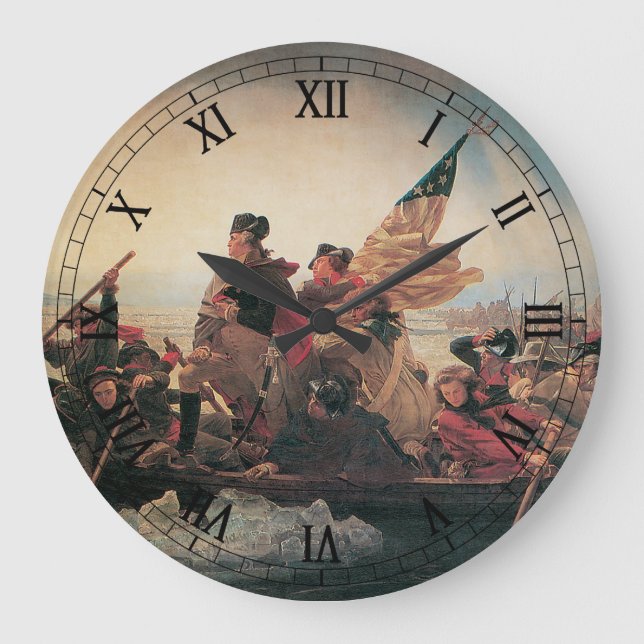 Washington Crossing the Delaware by Emanuel Leutze Large Clock (Front)