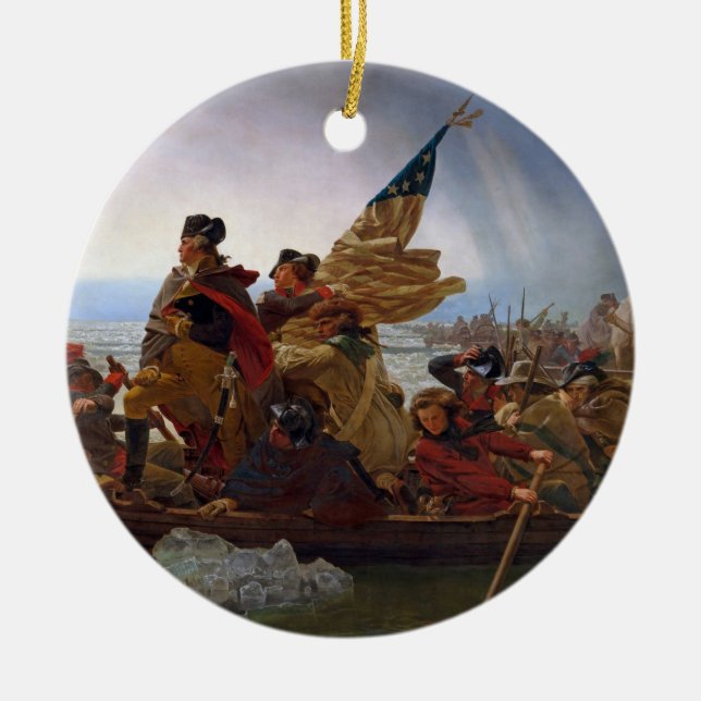 Washington Crossing the Delaware River Ceramic Ornament (Front)