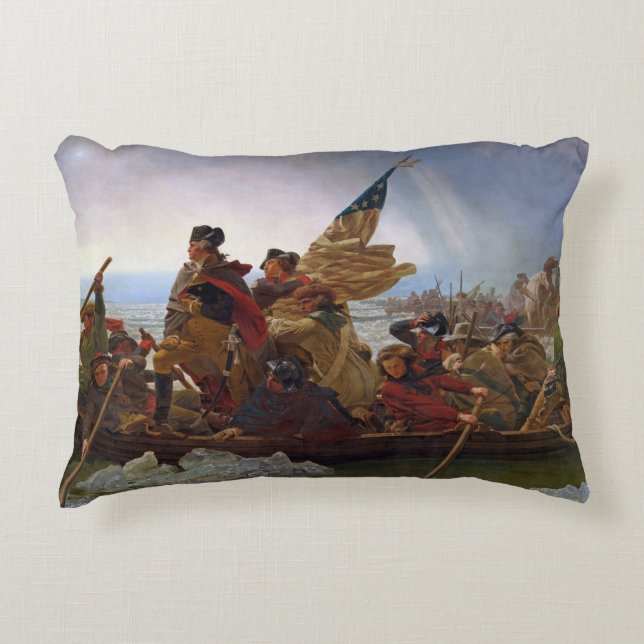 Washington Crossing the Delaware River Decorative Pillow (Front)