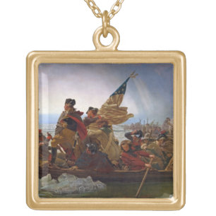 Washington Crossing the Delaware River Gold Plated Necklace