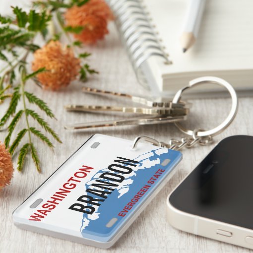 Washington custom license plate keychain Zazzle