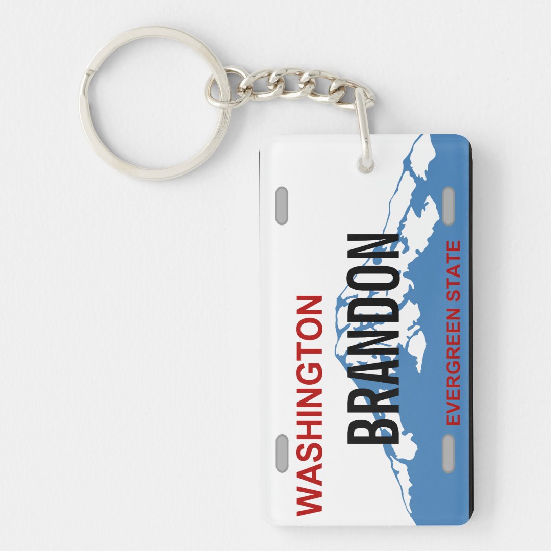 Washington custom license plate keychain Zazzle