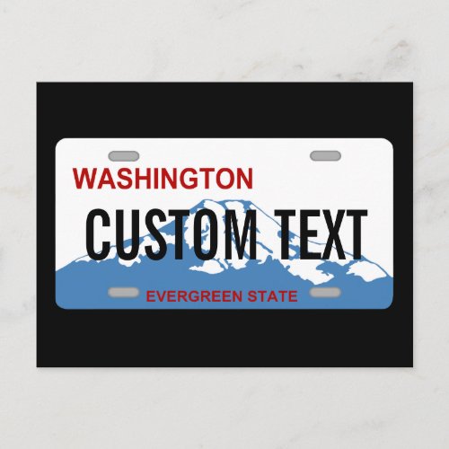 Washington custom license plate postcard