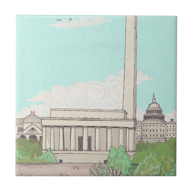 Washington D.C Capital of the USA Landmarks Ceramic Tile (Front)