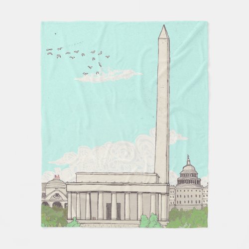 Washington DC Capital of the USA Landmarks Fleece Blanket