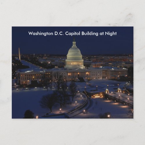 Washington DC Capitol Building in Winter Night Postcard