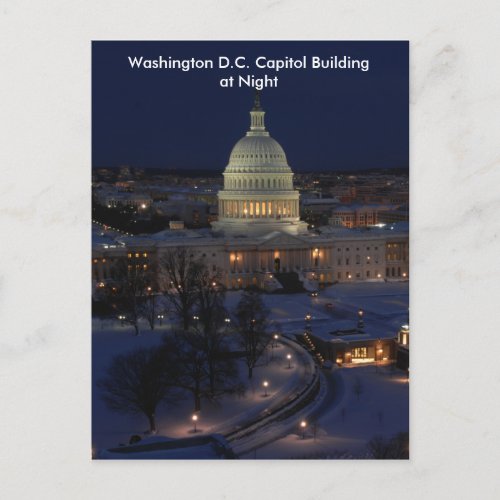 Washington DC Capitol Building in Winter Night Postcard