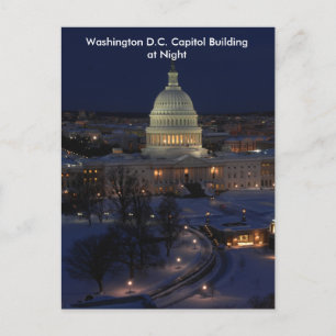 Washington D.C. Capitol Building in Winter Night Postcard