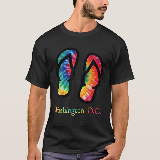 Washington D C Flip Flops Tie Dye T Shirt (Front)