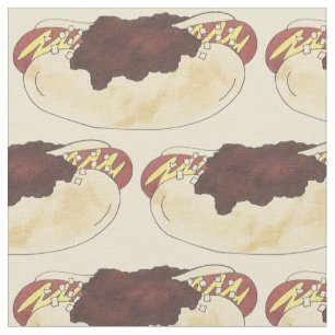 Washington D.C. Half Smoke Sausage Chili Hot Dog Fabric