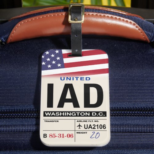 Washington DC IAD Dulles Airline Luggage Tag
