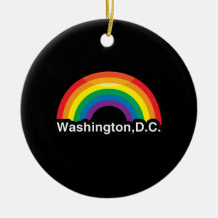 WASHINGTON D.C. LGBT PRIDE RAINBOW CERAMIC ORNAMENT