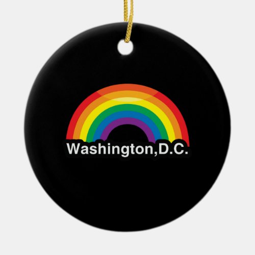 WASHINGTON DC LGBT PRIDE RAINBOW CERAMIC ORNAMENT