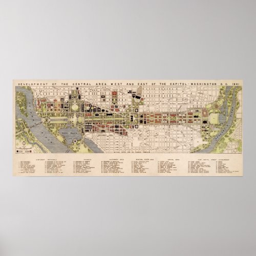 Washington DC Mall Plan 1941 Poster