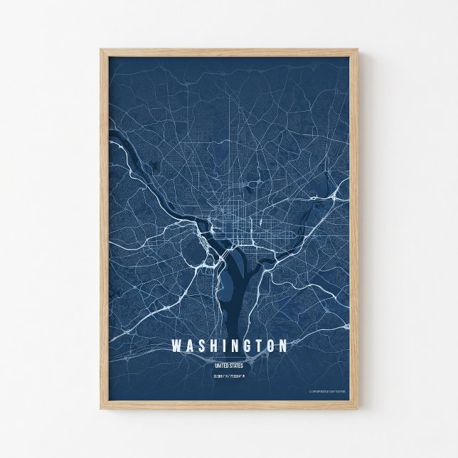 Washington D.C. Map Blue Print Poster Wallart Gift (Creator Uploaded)