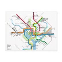 Washington D.C. Metro Subway Map Postcard