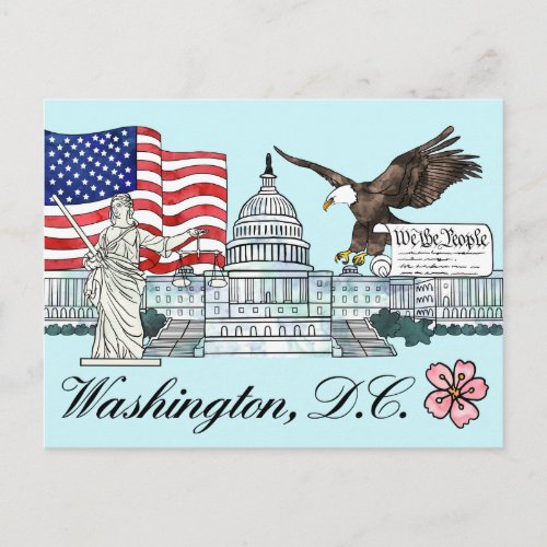 Washington DC Postcard Illustration
