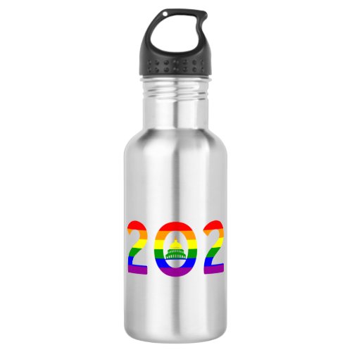 Washington DC Rainbow Pride Stainless Steel Water Bottle
