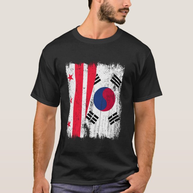 Washington D.C. South Korea Half Flag T-Shirt (Front)