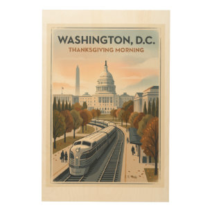 Washington, D.C. Thanksgiving Morning Wood Wall Art