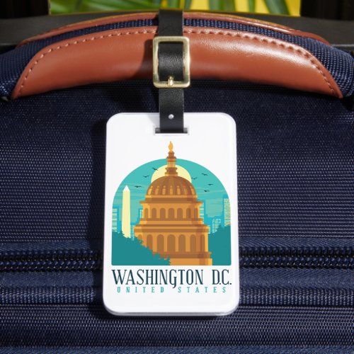 Washington DC United States Vintage Travel Luggage Tag