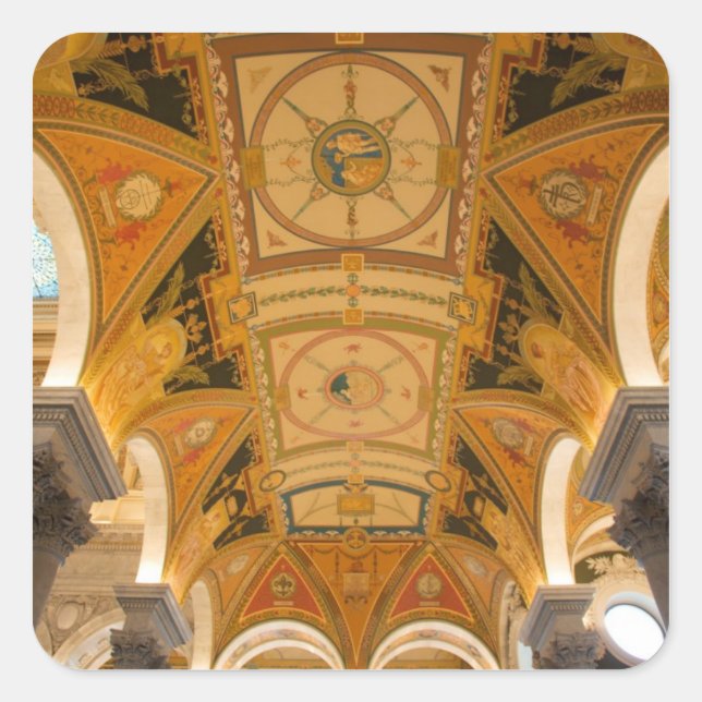 WASHINGTON, D.C. USA. Ceiling of second floor Square Sticker (Front)