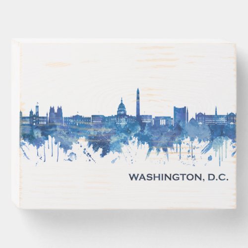 Washington DC USA Skyline Blue Wooden Box Sign