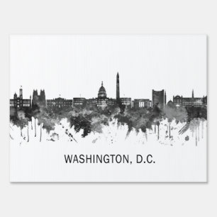 Washington D.C. USA Skyline BW Sign