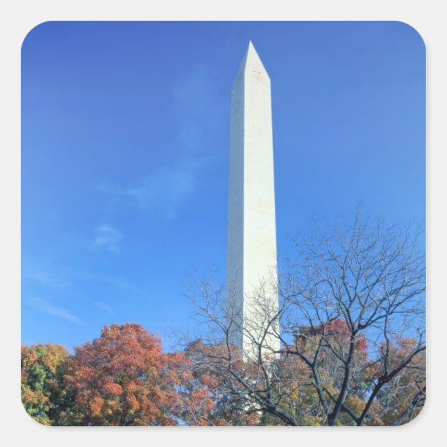 WASHINGTON, D.C. USA. Washington Monument rises Square Sticker (Front)