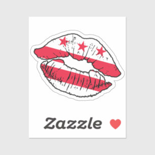 Washington D C Washingtonian Lipstick Love Flag Sticker