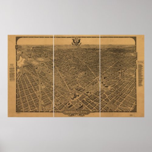 Washington DC 1922 Antique Panoramic Map Poster