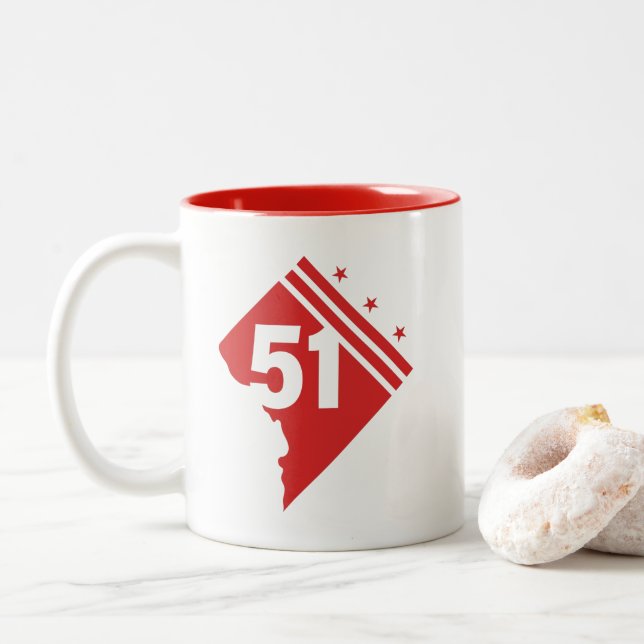 Washington DC 51 statehood Two-Tone Coffee Mug (With Donut)