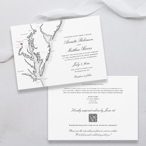Washington DC all_in_one QR code RSVP Wedding Invitation