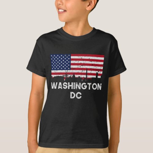 Washington DC American Flag Skyline Distressed T_Shirt