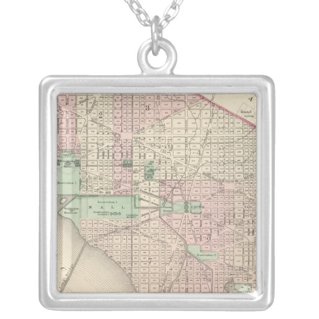 Washington DC and Georgetown Silver Plated Necklace (Front)