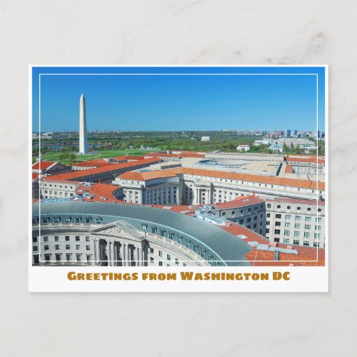 Washington DC Arial Photo with Washington Monument Postcard