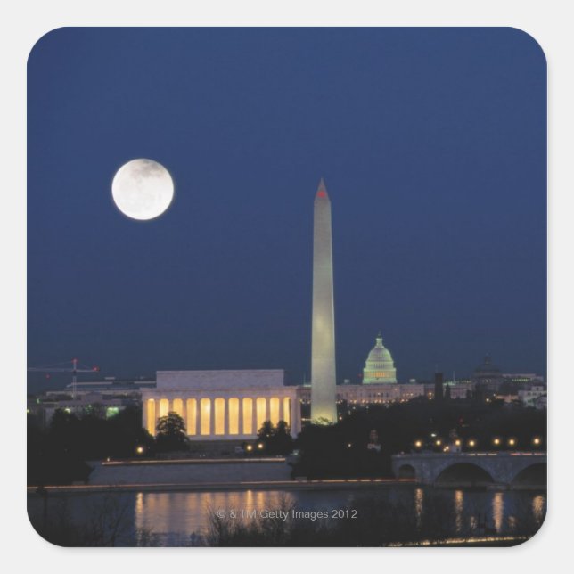Washington DC at Night Square Sticker (Front)
