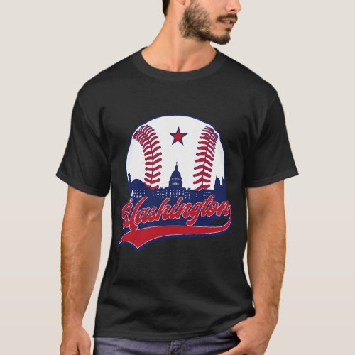 Washington Dc Baseball Skyline National Mall T_Shirt