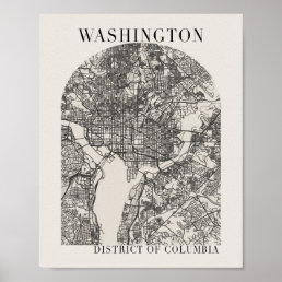 Washington DC Boho Arch Beige Street Map Poster