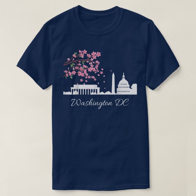 Washington DC Capitol Building Cherry Blossoms Mem T-Shirt (Design Front)